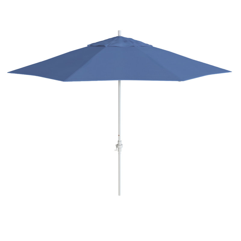 Parasol de patio blanc mat 11 pi., Bleu givré