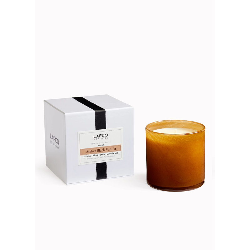 Amber Black Vanilla Scented Jar Candle, 4" H x 4" W x 4" D