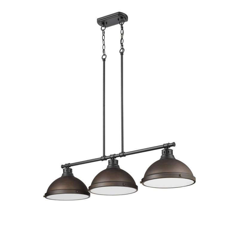 Laramy 3-Light Linear Pendant, Matte Black, Rubbed Bronze