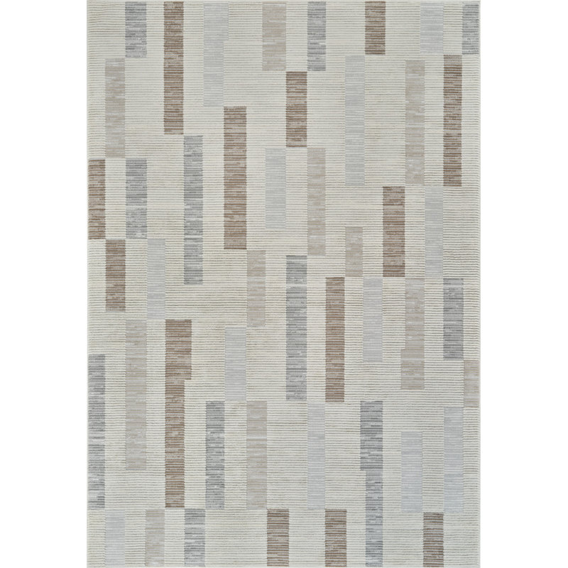 4' X 6' Beige and Brown Abstract Distressed Area Rug
