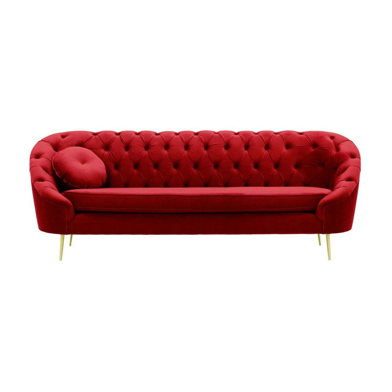 Avianah 3 Seater Velvet Sofa, Red