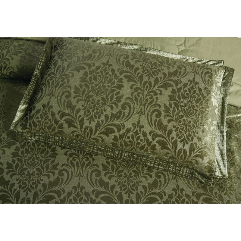 Microfiber Bedspread with Pillow Shams Included, Super King, Green 
