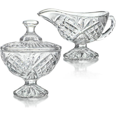 Crystal Creamer And Lidded Sugar Bowl Set, Ideal Gift For Mom And Women, Great For Home, Wedding And Party.