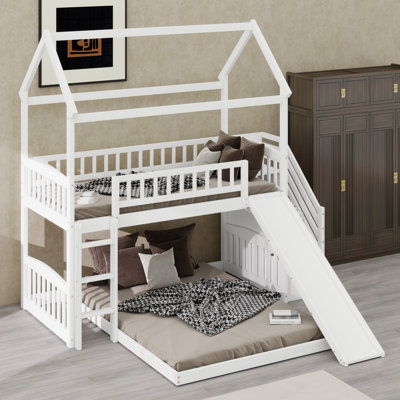 Lit superposé de style maison avec glissade
