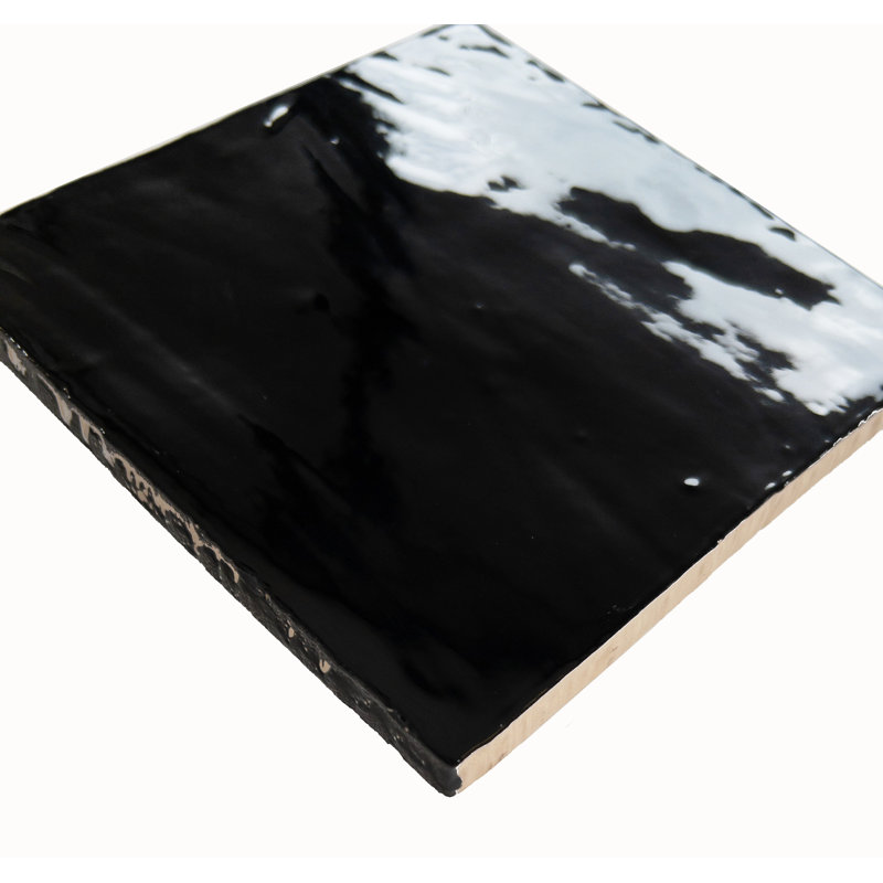 Harper 5" x 5" Beveled Ceramic Tile, Black