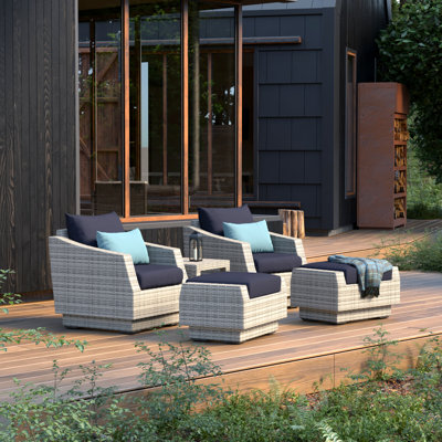 Fionnula 5-Piece Rattan Conversation Set With Sunbrella Cushion Covers
