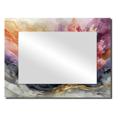 Vibrant Tree Of Life Of Marble Ink - Landscapes Mirror Wall Art - Printed On Metal