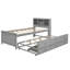 Lit plateforme simple avec tête de lit à rangement, USB, lit gigogne simple et 3 tiroirs, gris-212860035