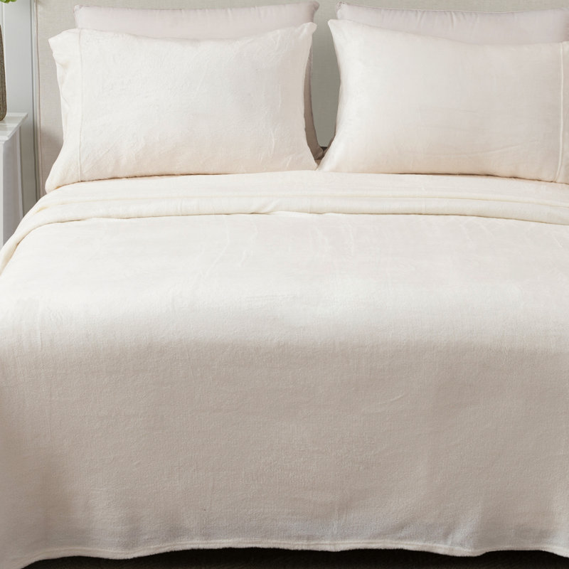 Ensembles de draps en velours ultra doux, Reine, Blanc cassé