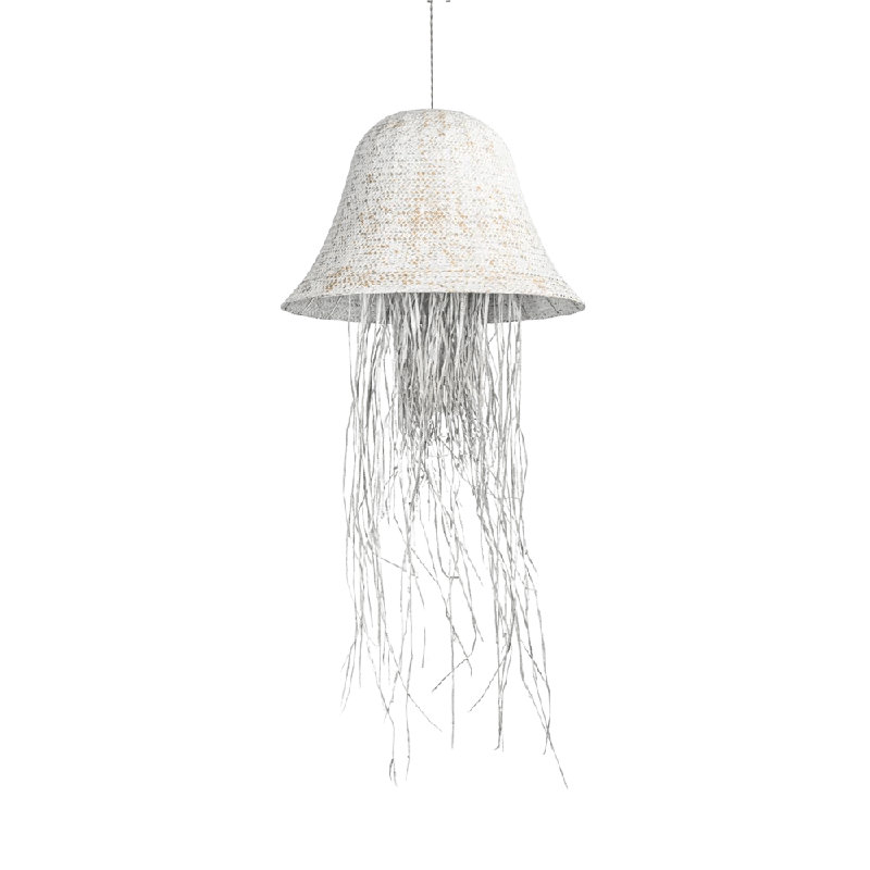 Luminaire suspendu en rotin blanc 28 po Hoguet Cascade, White, Blanc