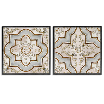  «Moroccan Tile in Neutrals», ensemble de 2 estampes numériques par Irena Orlov