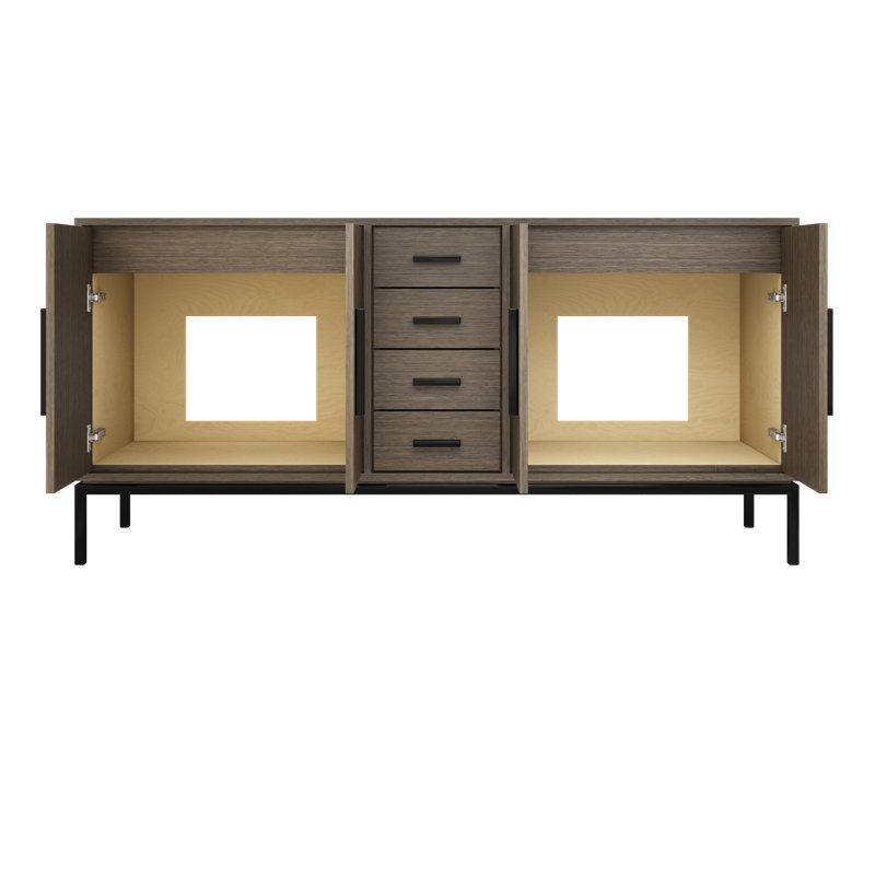 Rift White Oak Double Bath Vanity, 72", Smoked Modern, Matte Black