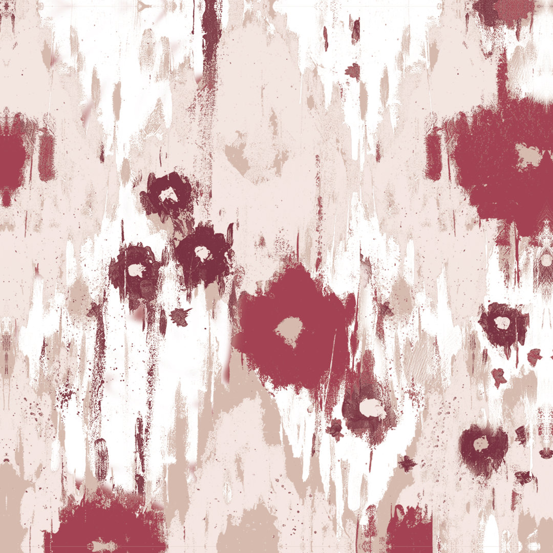Blush Ikat Drippy Flowers - Wrapped Canvas Painting