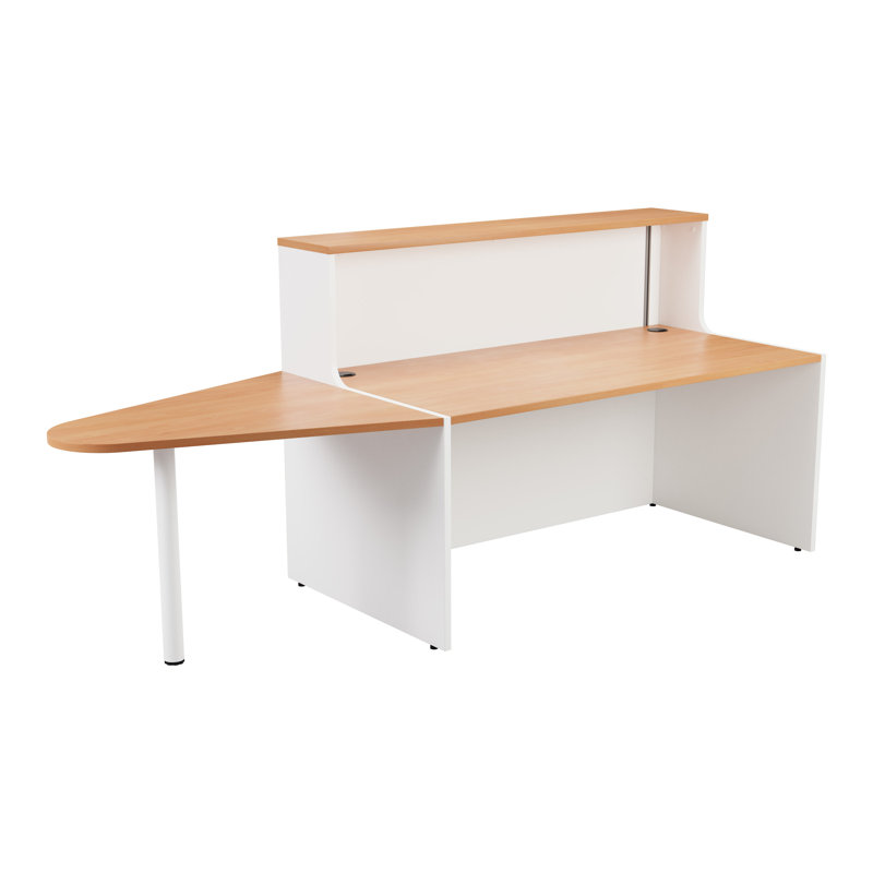 Buariki Rectangle Synthetic Laminate Reception Desk, Beech/White