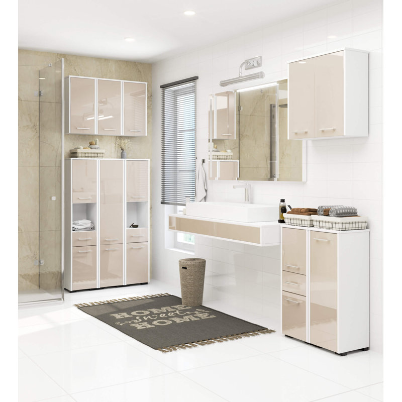 Espyn Bathroom Cabinet, White/Cappuccino Gloss