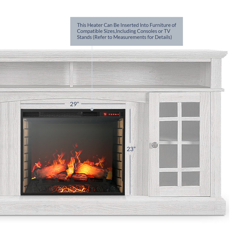 28" Electric Fireplace, 1500W Space Heater with Adjustable Timer