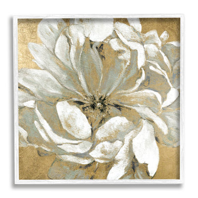 " Abstract White Magnolia Blossom Flower Petals Over Gold " by Carol Robinson