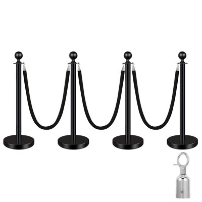 Ensemble de 4 poteaux en acier inoxydable avec bases robustes en velours rouge