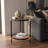 21" Round Glass End Table, 2-Tier Mid-Century Modern Side Table with Matte Black & Glossy Gold Frame, Tempered Glass Nightstand for Living Room and Bedroom
