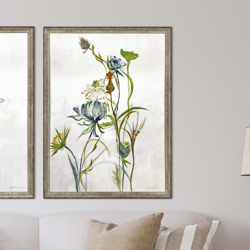 Late Summer Wildflower II Framed Print with Antique Silver Leaf Finish