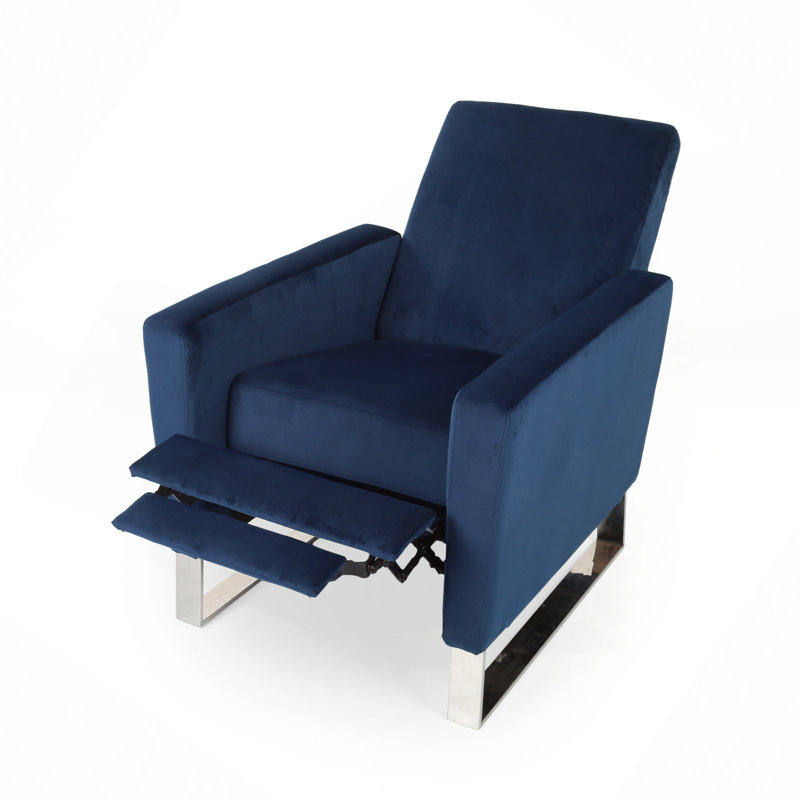 Fauteuil inclinable en métal, Velours bleu