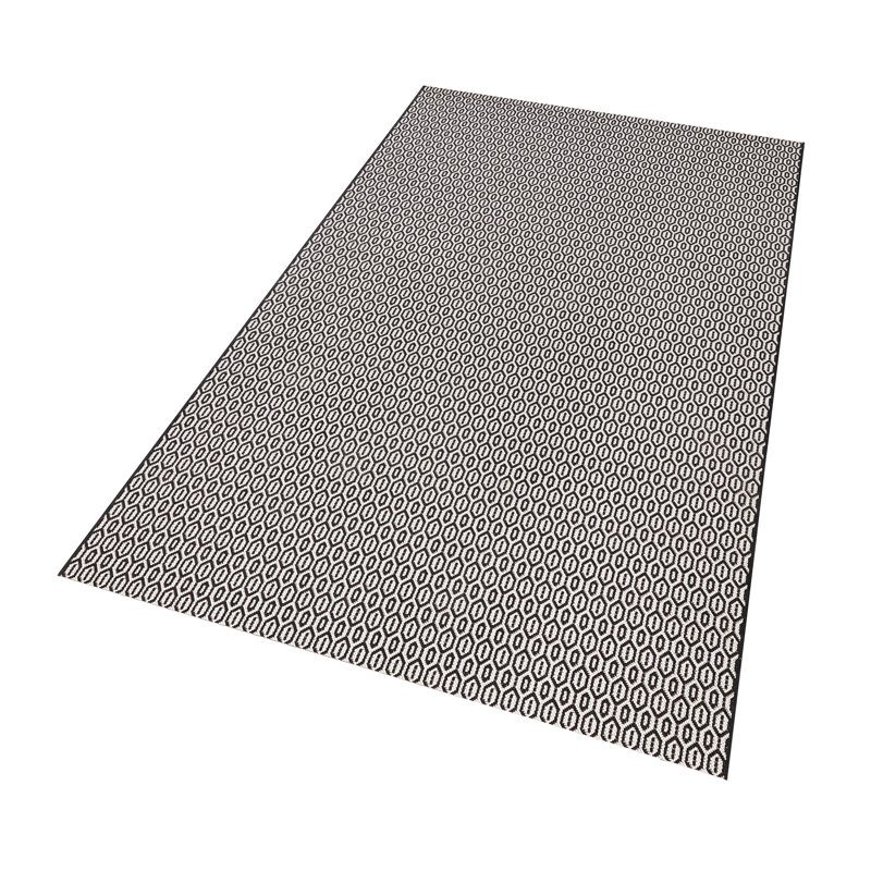 Meadow Flatweave Black Rug, Rectangle 80 x 150 cm