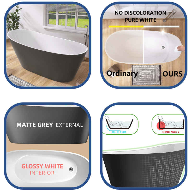 59'' x 29'' Freestanding Air Acrylic Bathtub
