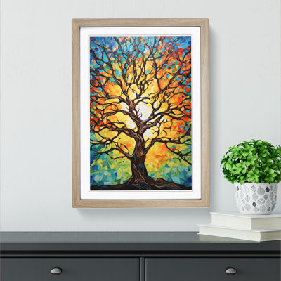 Oak Tree Expressionism - Single Picture Frame Print on Wood