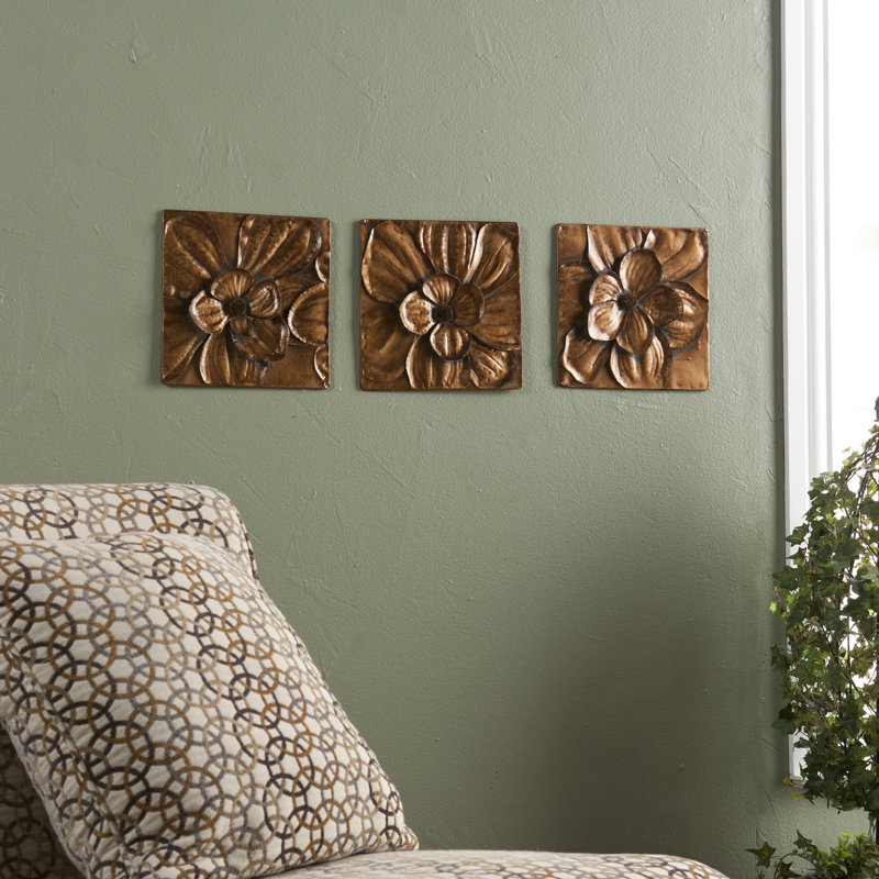 Ensemble de 3 panneaux muraux décoratifs de couleur brun magnolia