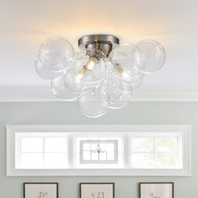 3 - Light Clear Glass Bubble Sputnik Semi Flush Mount
