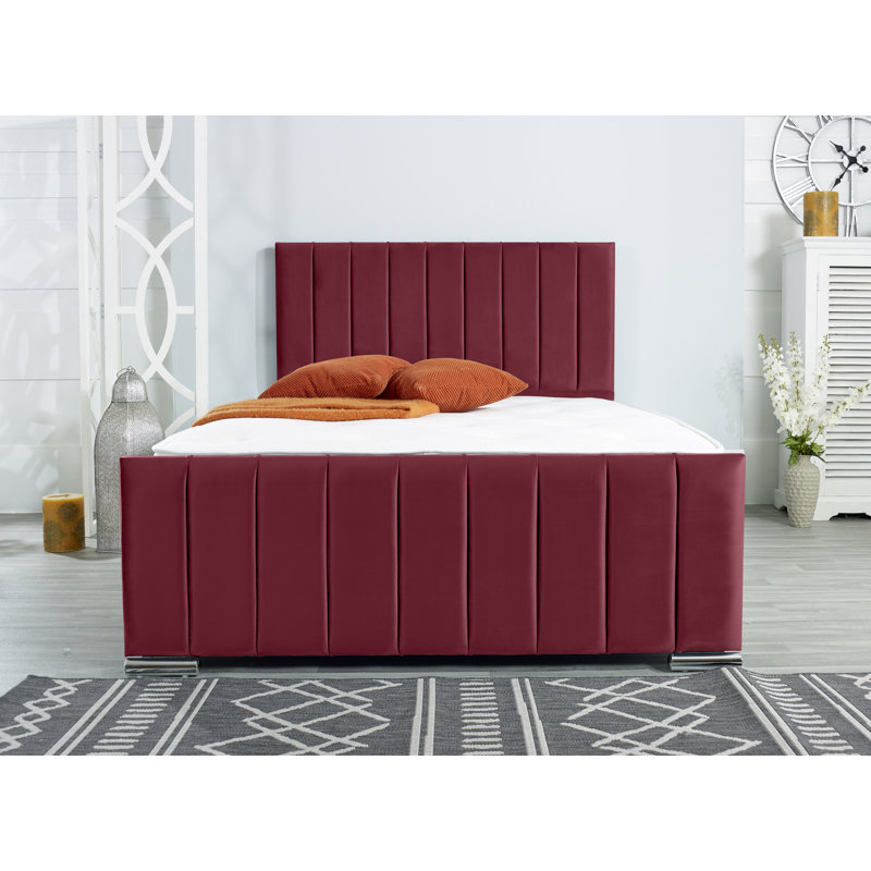 Klimek Upholstered Bed Frame, Super King - W 187.9 x L 218.4cm, Maroon