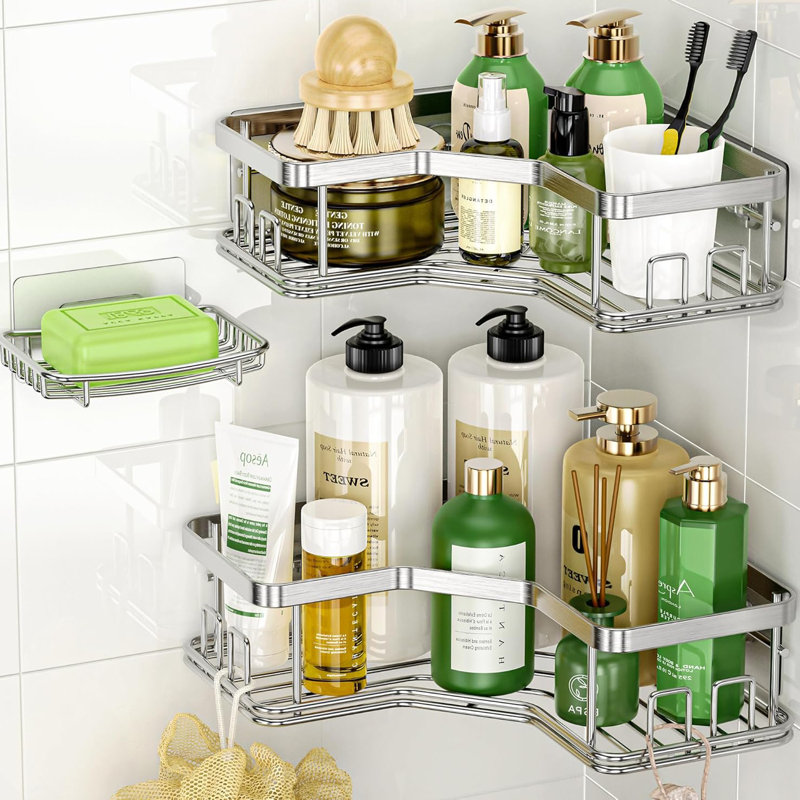 Accessoires de support de rangement pour le comptoir de salle de bain, Argent argent