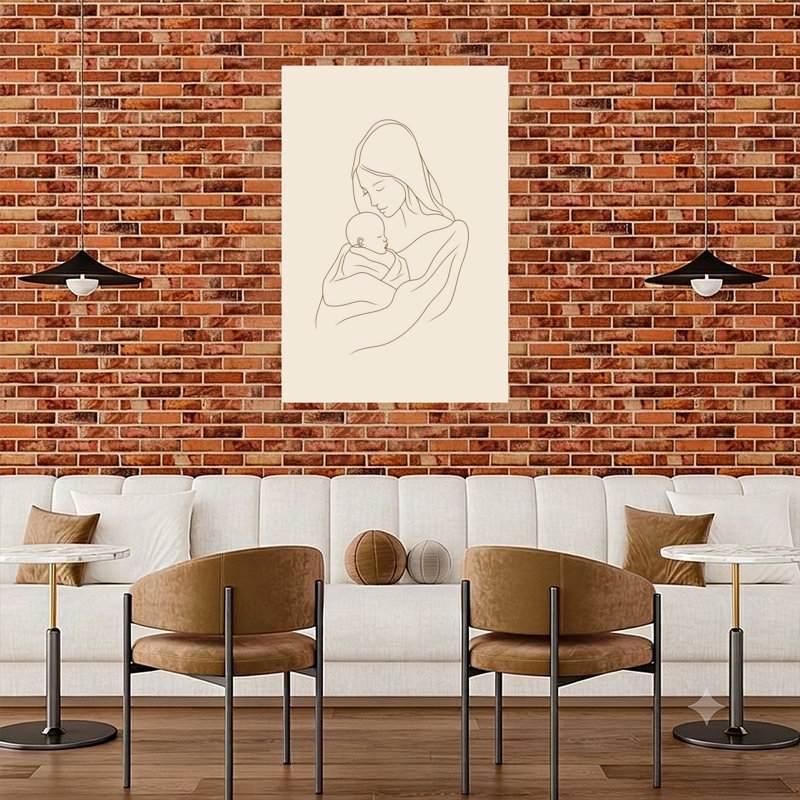 Mother'S Tender Embrace Minimalist Peaceful Serene Wall Art Print by Mathieu - Wrapped Canvas Print, 121.92cm H x 81.28cm W