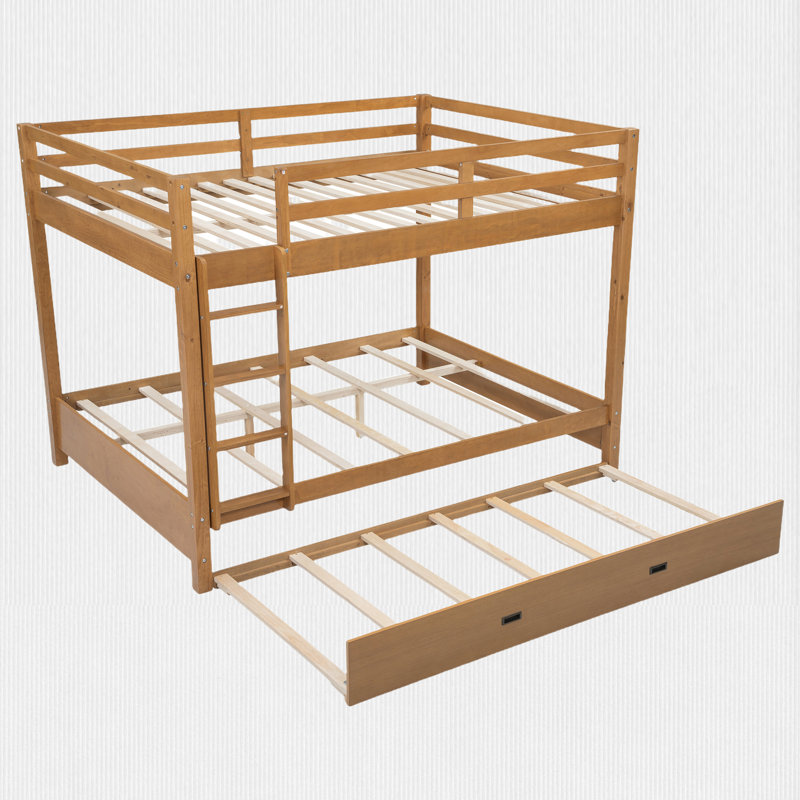 Queen Size Bunk Bed With Trundle, Wood