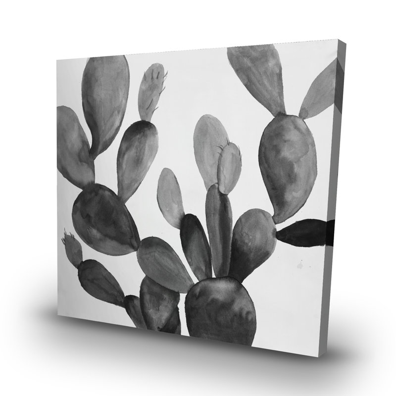 Grayscale cactus - 32"x32" art on canvas