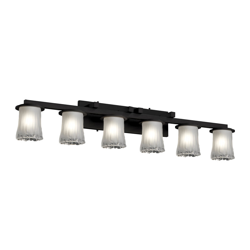 Éclairage pour meuble-lavabo 6 lumières Donatello, Blanc givré, Nickel
