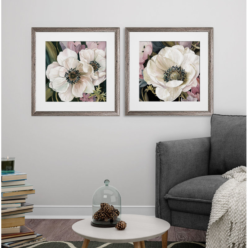 « anemone study », ensemble de 2 reproductions encadrées, Cadre brun