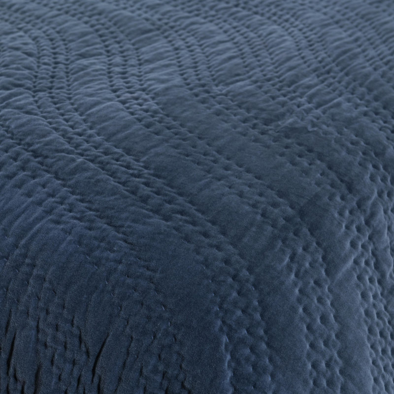 Elms 4-Piece Velvet Cotton Blend Quilt Set, Blue