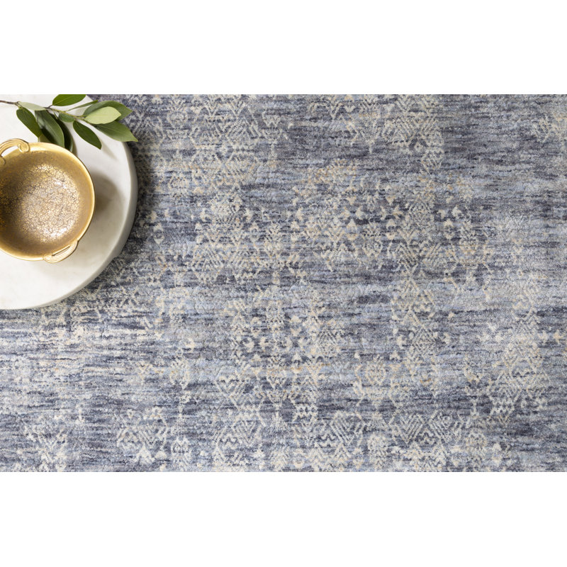 Tapis oriental bleu foncé Pandora, Rectangle 7 pi 10 po x 10 pi