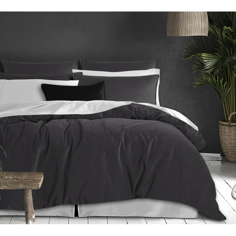 Alia Duvet Cover Set, Full Duvet Cover + 2 Standard Shams, Charcoal
