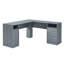 Bureau fonctionnel en L avec rangement, gris