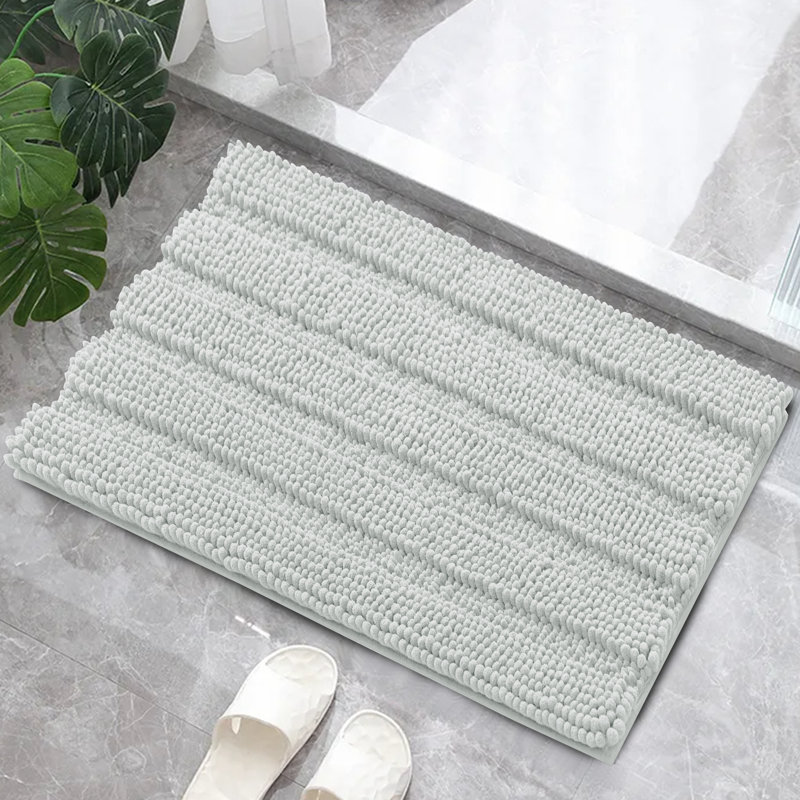 Tapis pour salle de bain Faddis, Simple - L 24 po x l 16 po, Gris clair