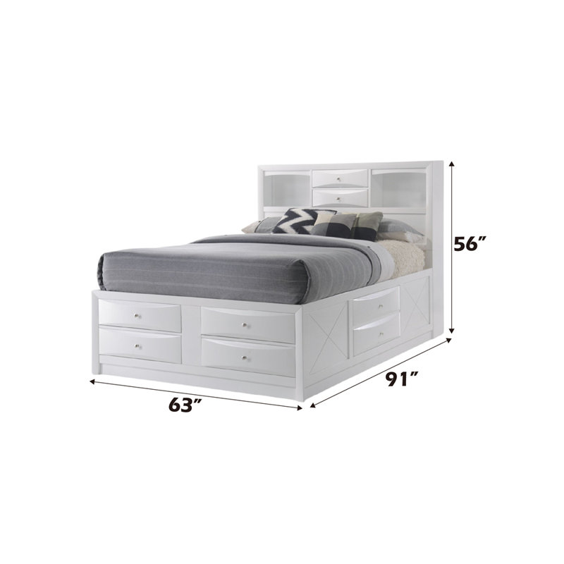 Grand lit avec rangement blanc Ireland, Blanc / Blanc