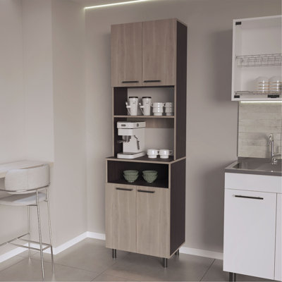 Garde-manger avec rangement ouvert et 4 portes