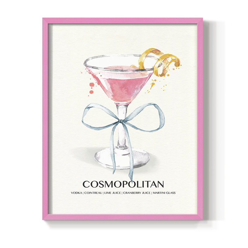 Cosmo Bow, reproduction encadrée - bois massif, Rose, H 21 po x l 17 po