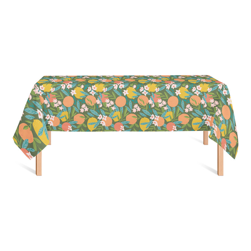 Citrus Fruit Black 3 Tablecloth, Green