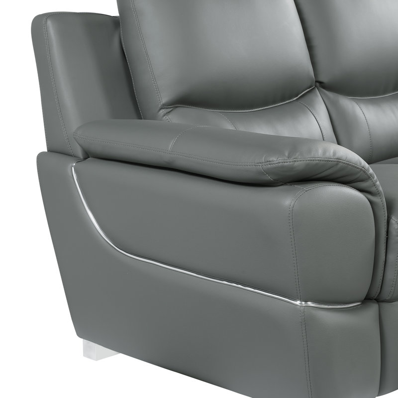 Causeuse en cuir véritable, Gris