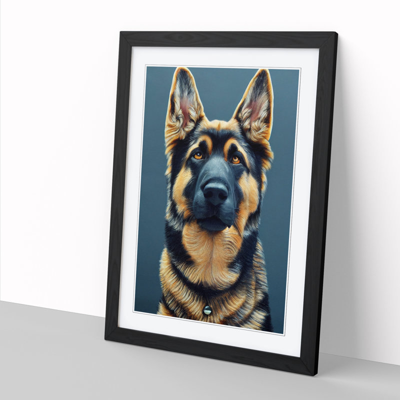 FRM-V0523-1070X German Shepherd Portrait Vol.4 - Picture Frame Print, Black Framed, 34cm H x 25cm W