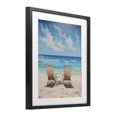 Adirondack Beach Chairs View, reproduction encadrée sous verre, design par LSR Design Studio