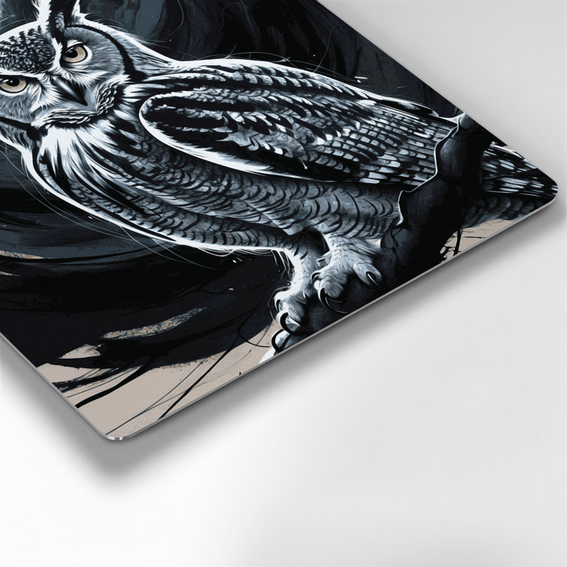 Art mural en métal noir Wildlife Owl, H 12 po x l 12 po